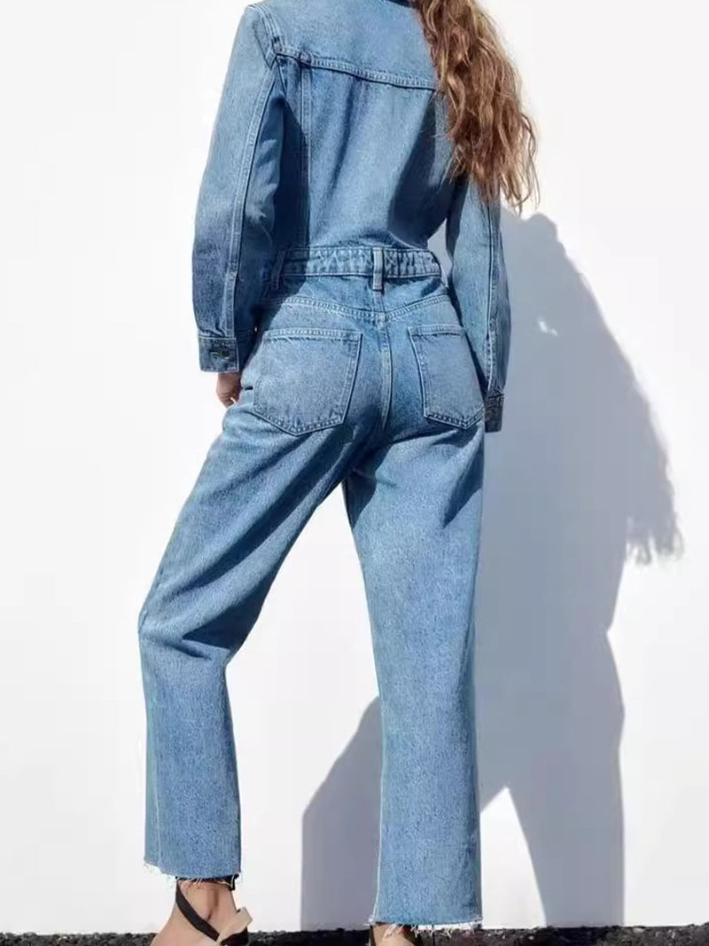 Buttoned Denim Jumpsuit
