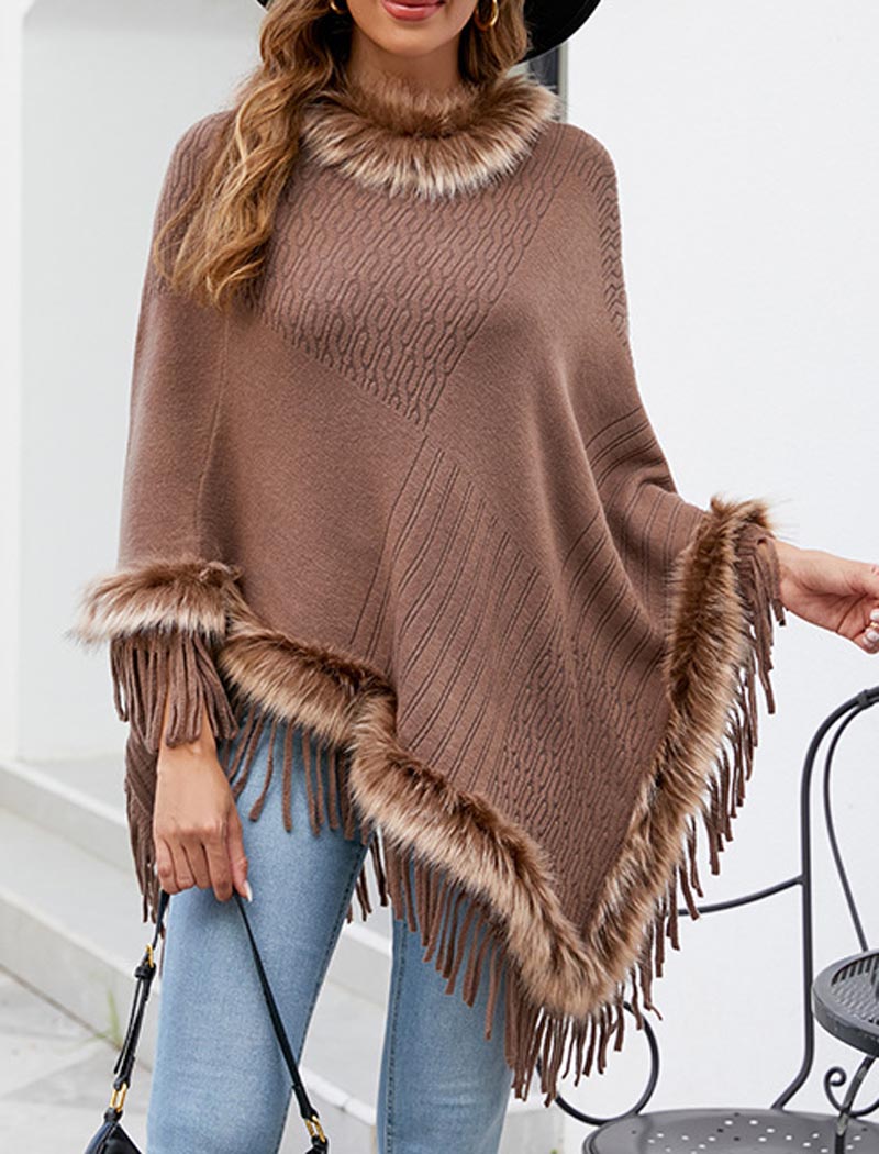 Fringe Trim Poncho