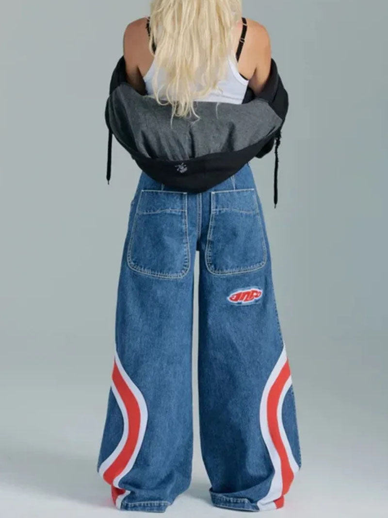 Striped Wide-Leg Jeans