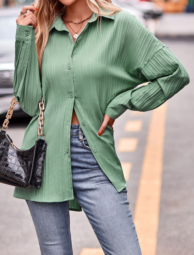 Pleated Button-Down Blouse for Versatile Styling