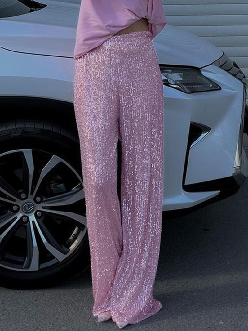 Sequin Wide-Leg Pants