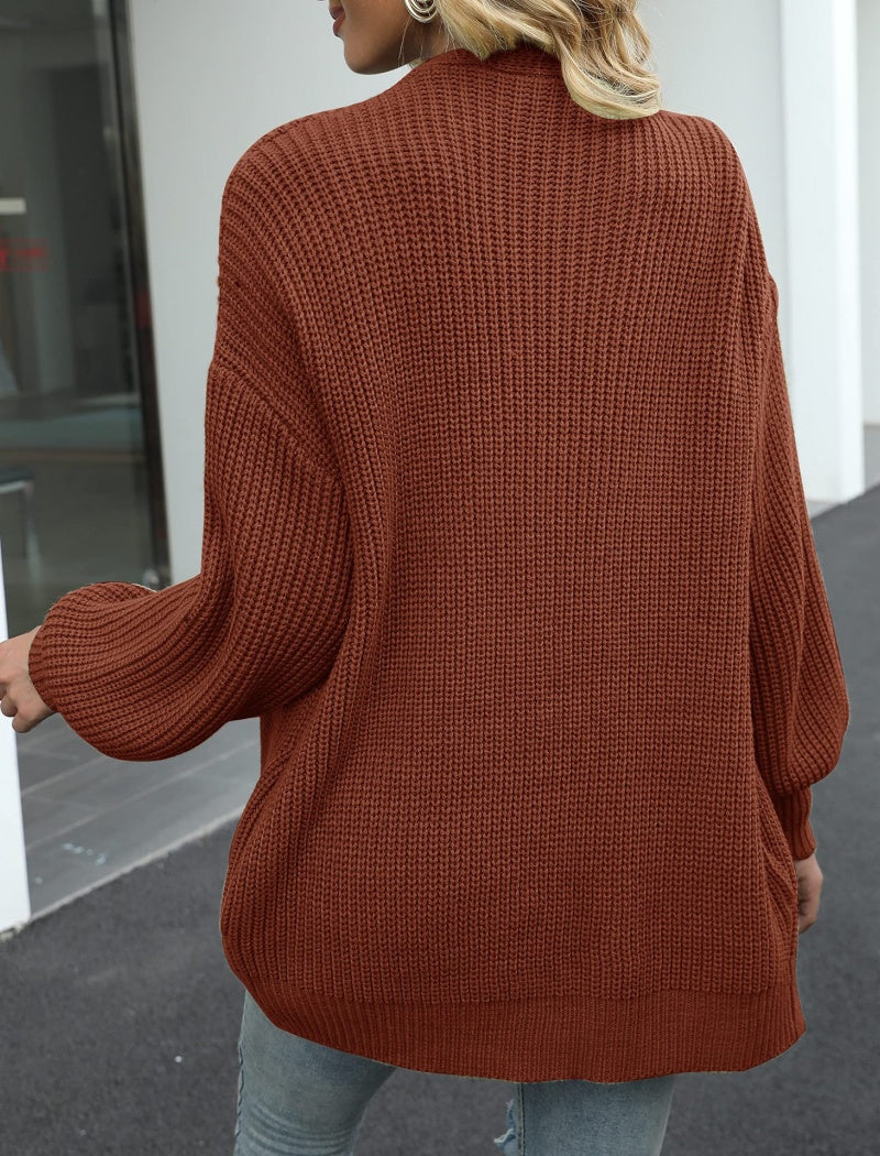 Lantern Sleeve Knit Cardigan