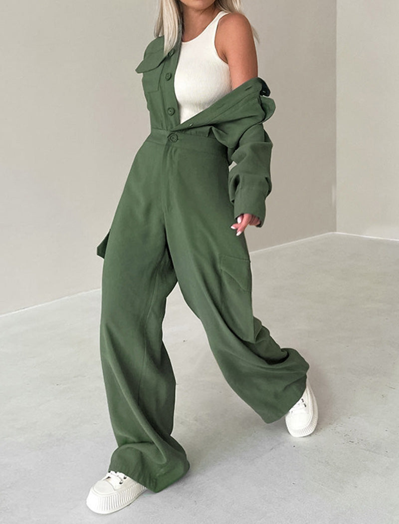 Oversized Utility Set with Wide-Leg Pants