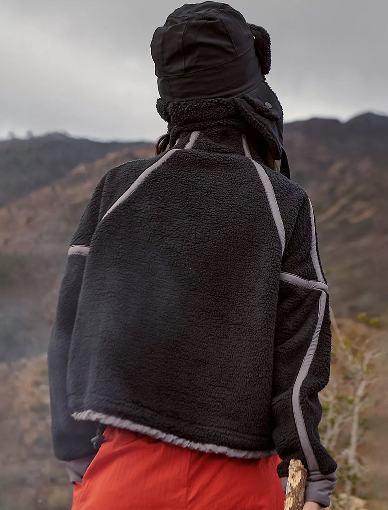 Color-Block Half-Zip Sherpa Top