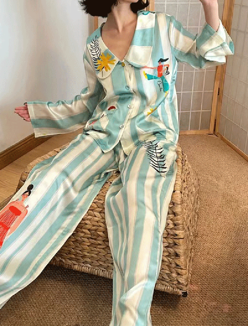 Printed Button-Down Pajama Set