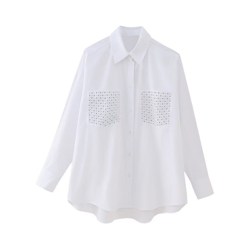 Studded Pocket Button-Up Shirt