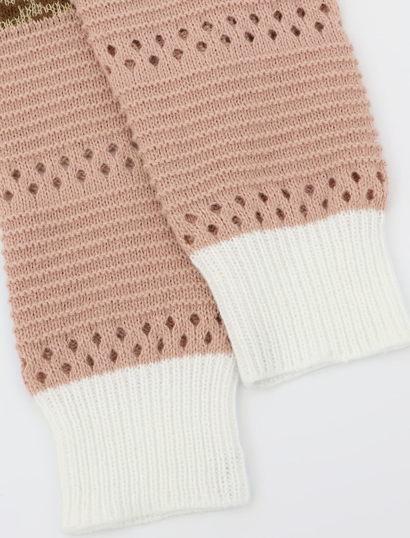Striped Patchwork Knit Cardigan with Open Front