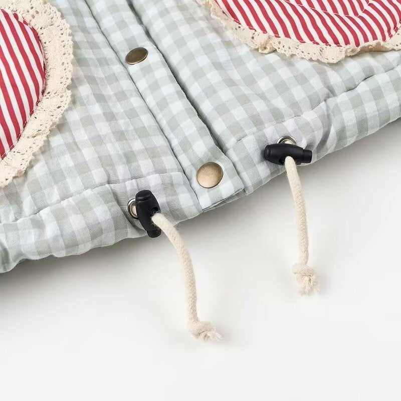 Gingham Jacket with Heart Patch Details