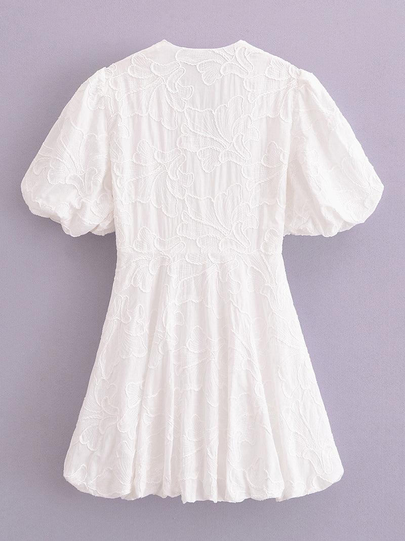 Floral Puff Sleeve Smocked Mini Dress