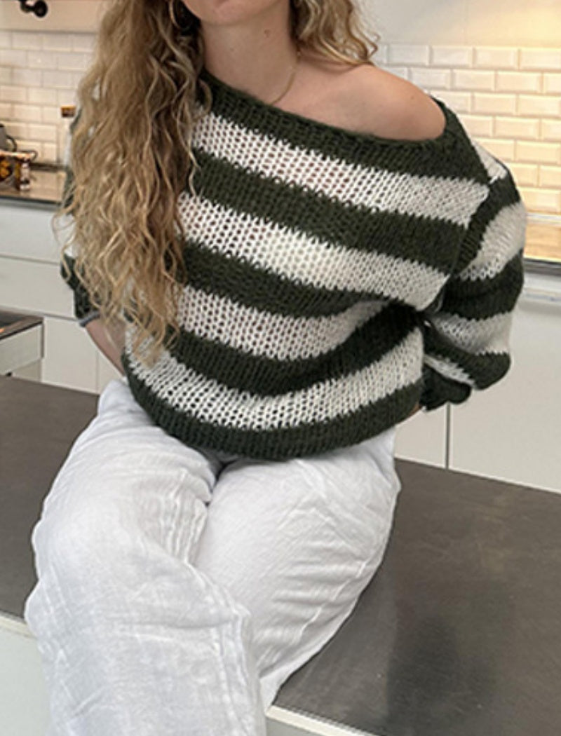 Striped Chunky Knit Pullover