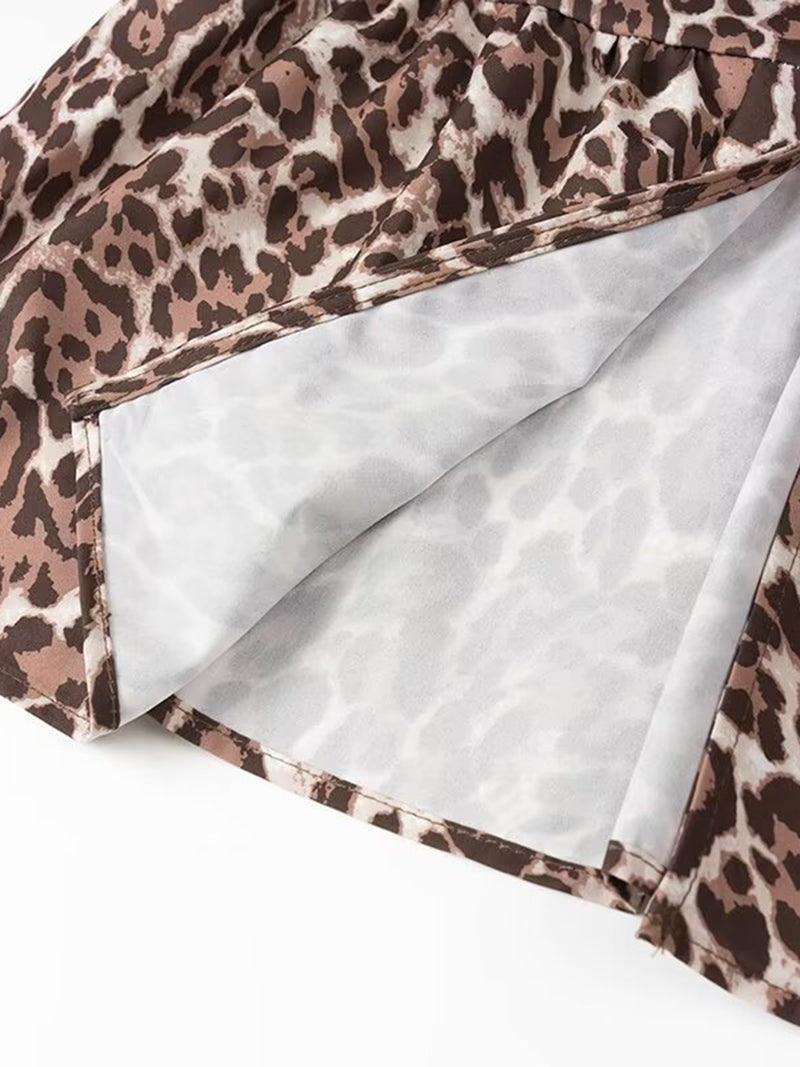 Leopard Print Straight-Leg Pants