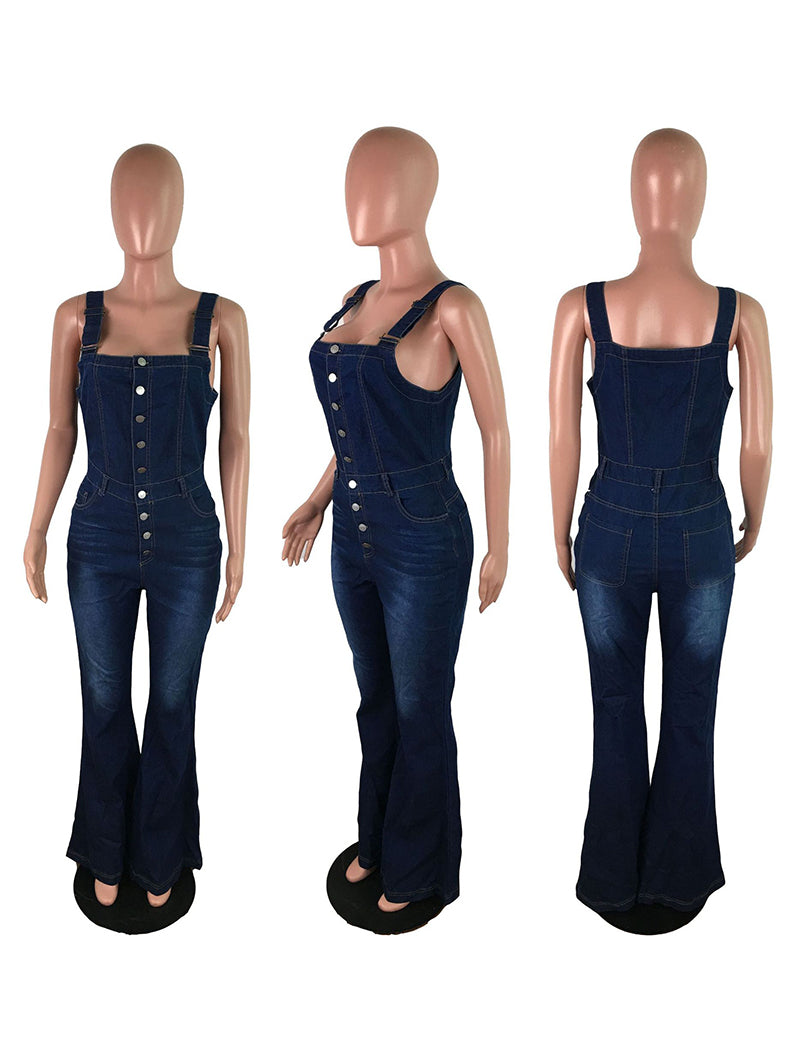 Slim-Fit Denim Jumpsuit