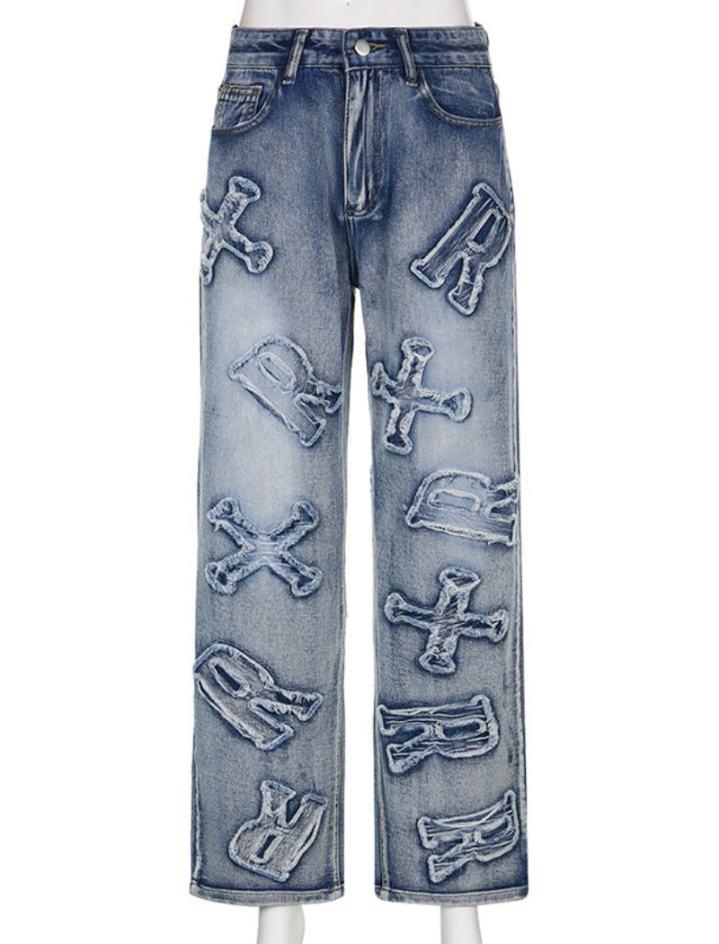 Ripped Embellished Boyfriend Jeans