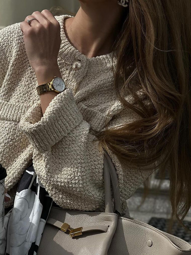 Textured Cropped Sweater Cardigan