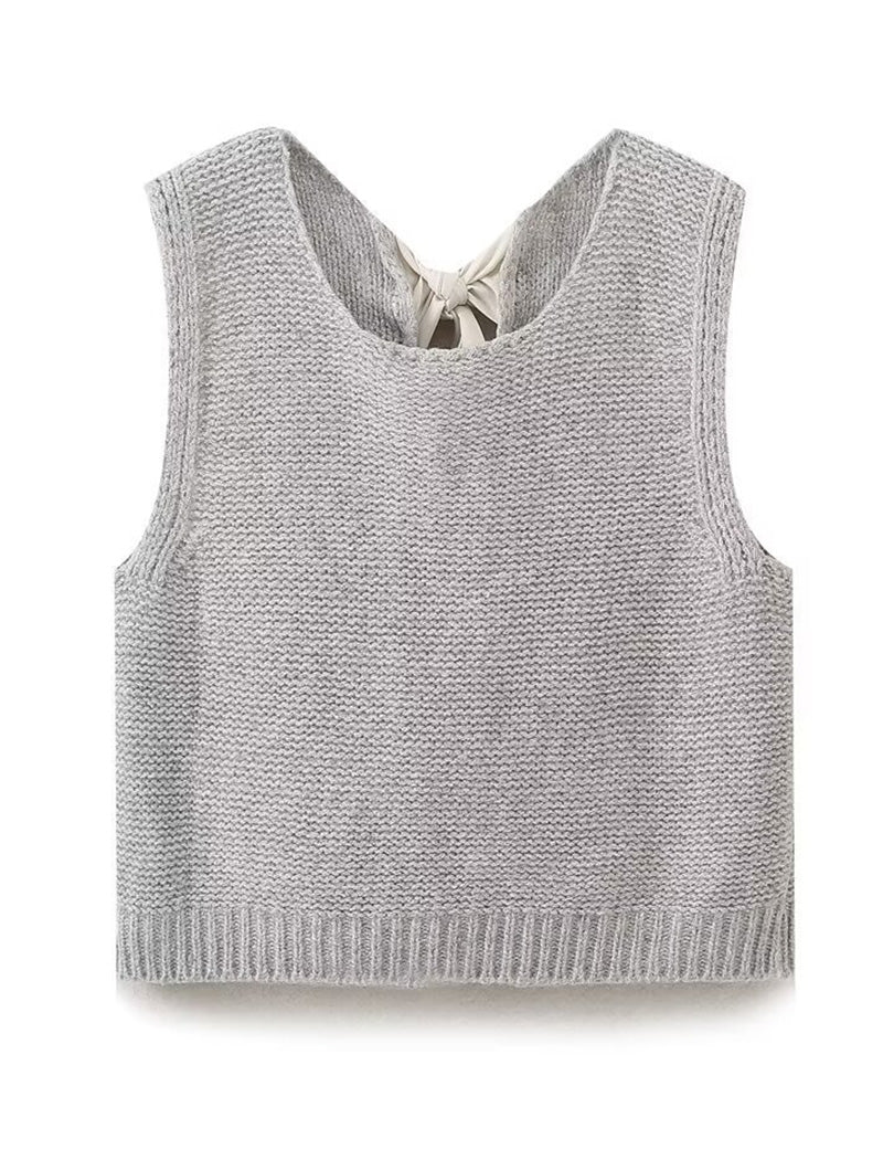 Knit Vest with Bow Details