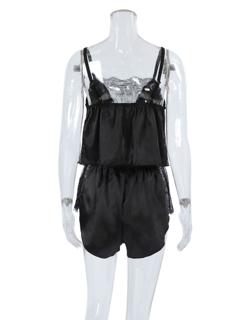 Lace-Trim Satin Cami and Shorts Sleep Set