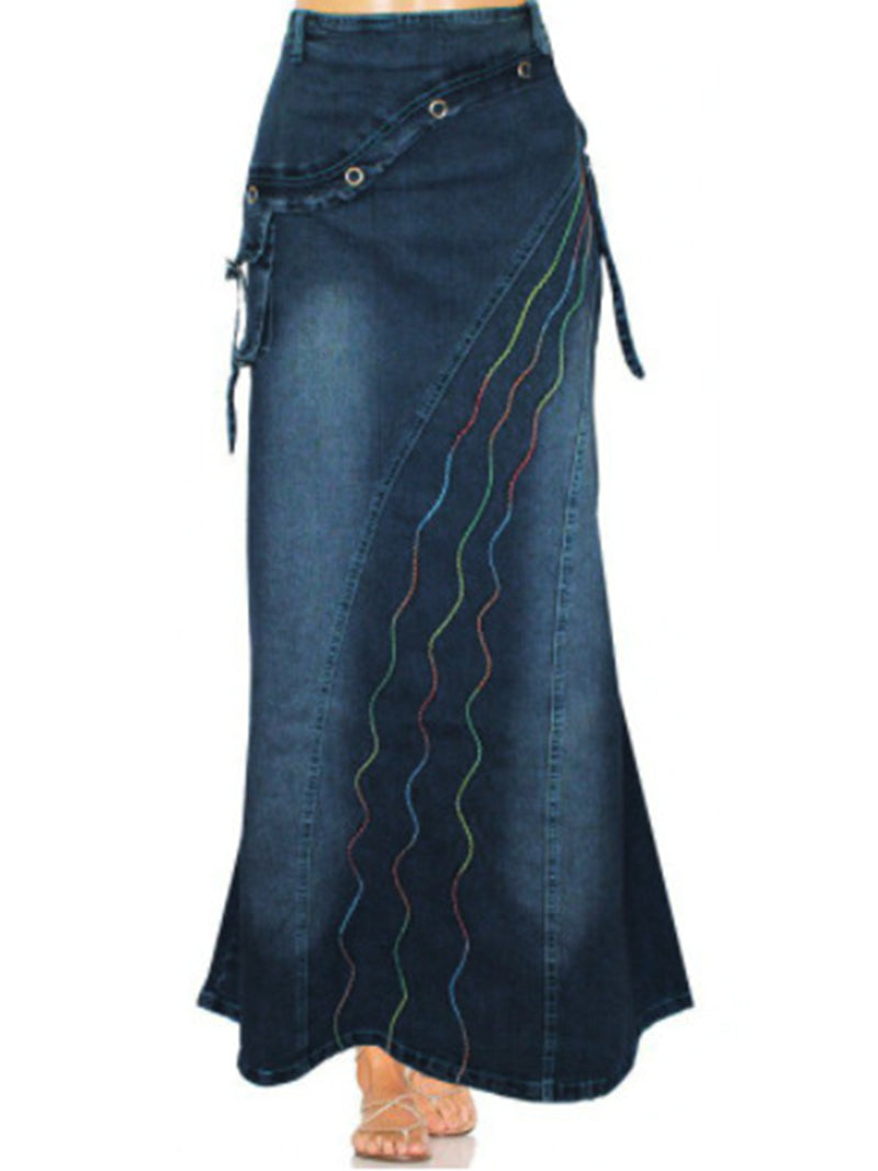 Asymmetrical Detailed Maxi Skirt