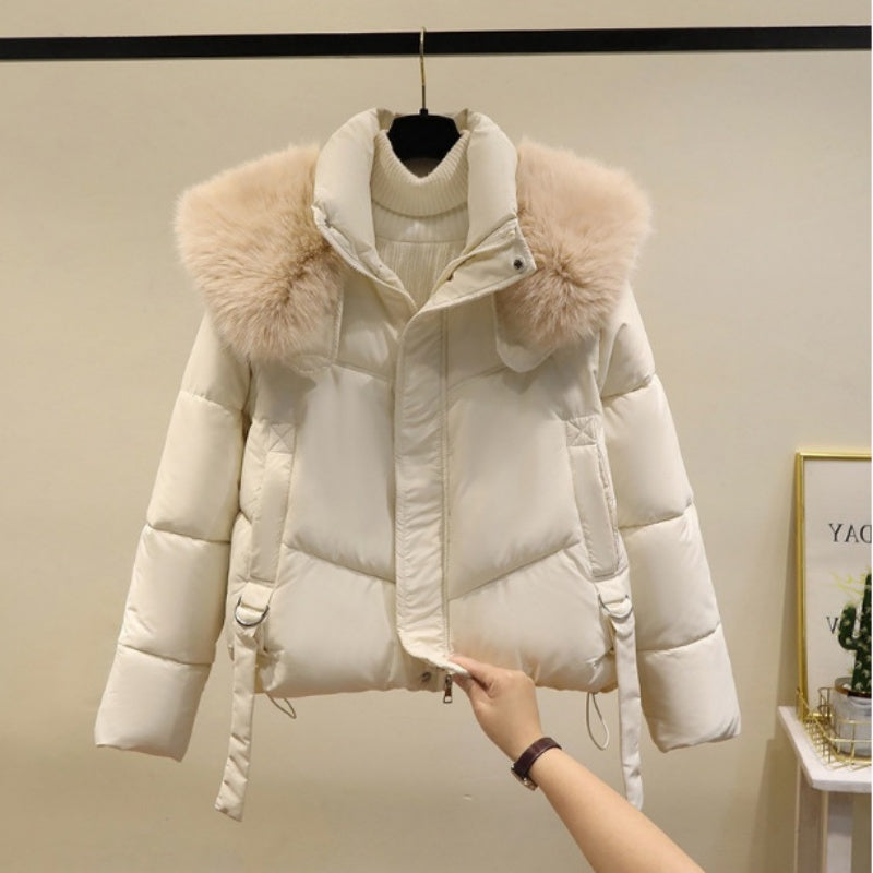 Fur Collar Puffer Jacket with Oversized Fit