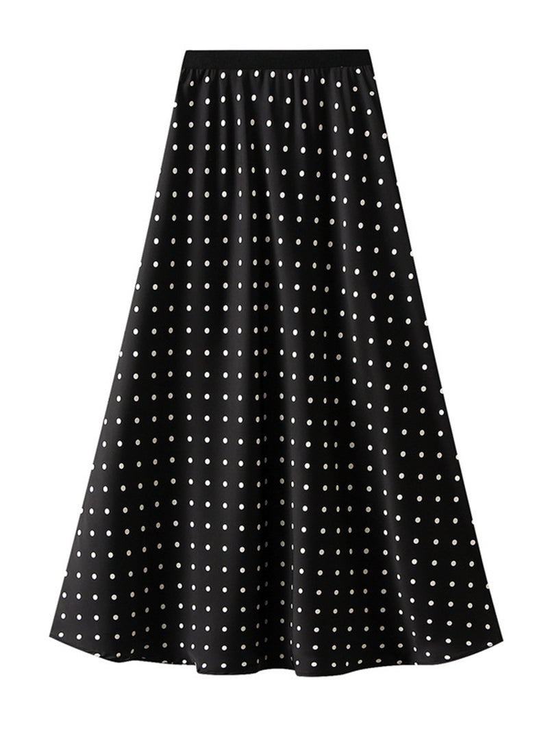 Polka Dot A-Line Midi Skirt
