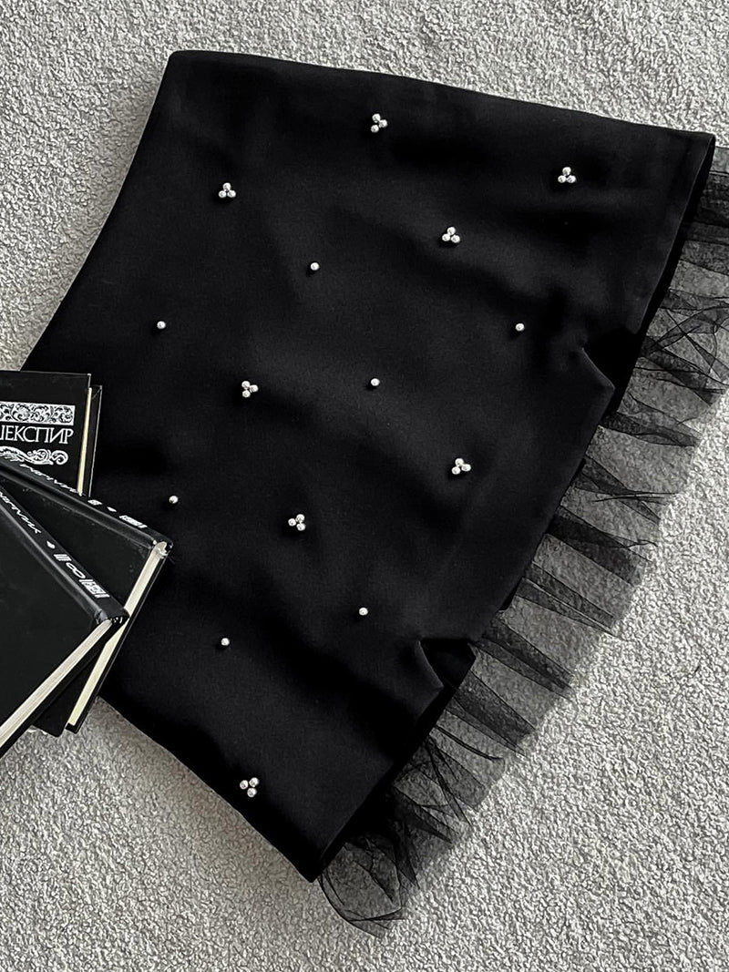 Patchwork Tulle Hem Mini Skirt