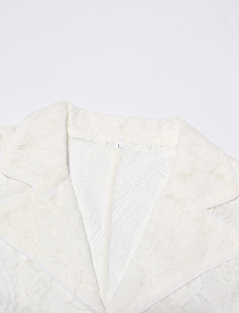 Lace Top and Wide-Leg Pant Set