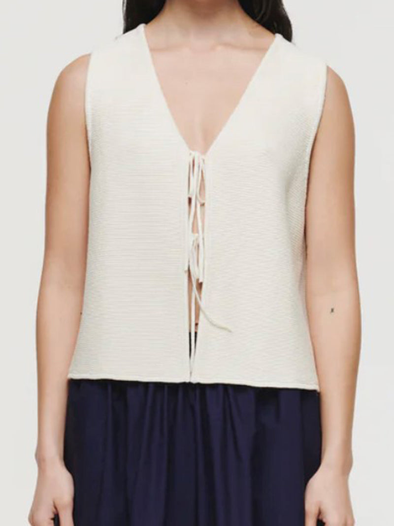 Striped Tie-Front Vest