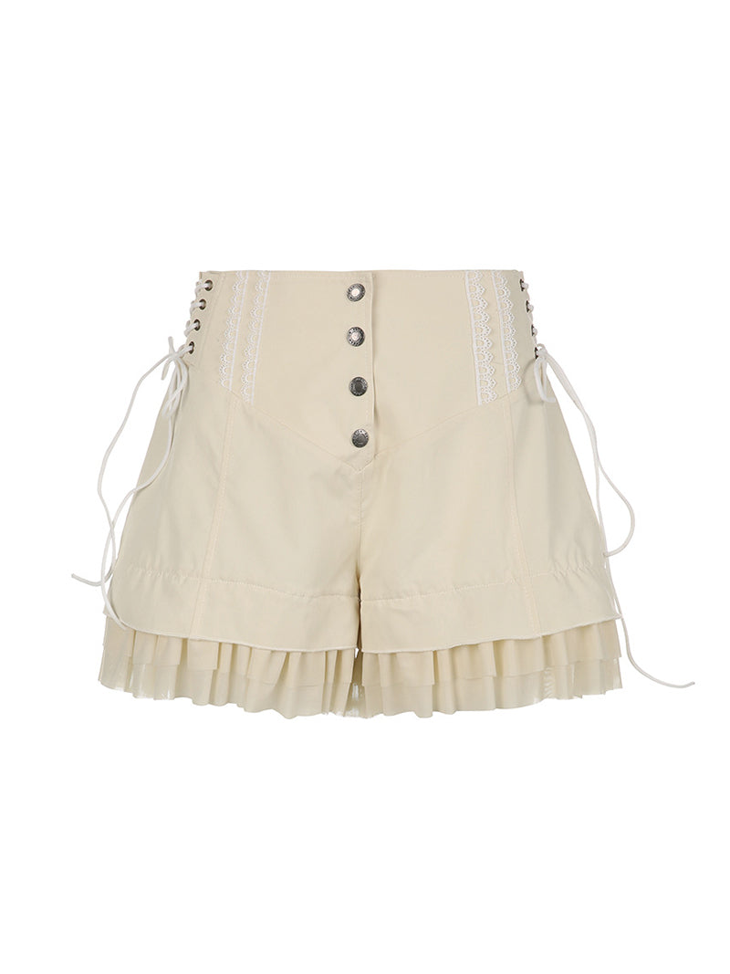Layered Buttoned High-Rise Shorts