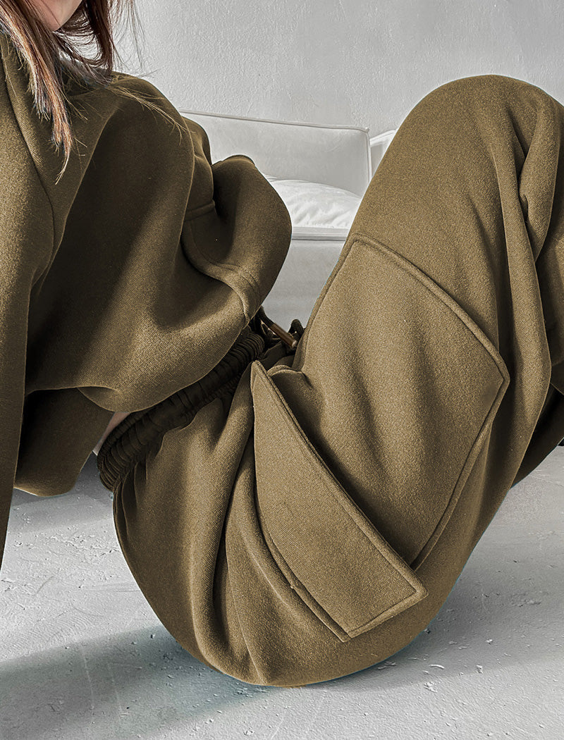 Cozy Fleece Hoodie and Cargo Joggers Set