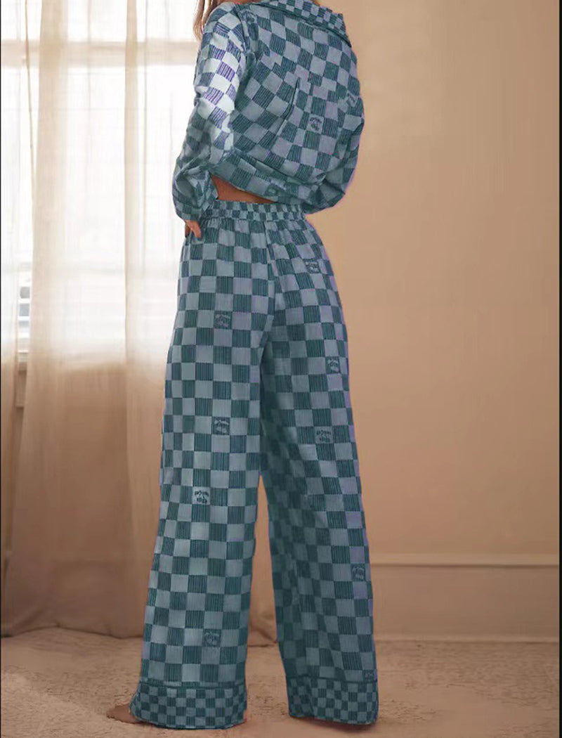 Checkered Button-Up Pajama Set