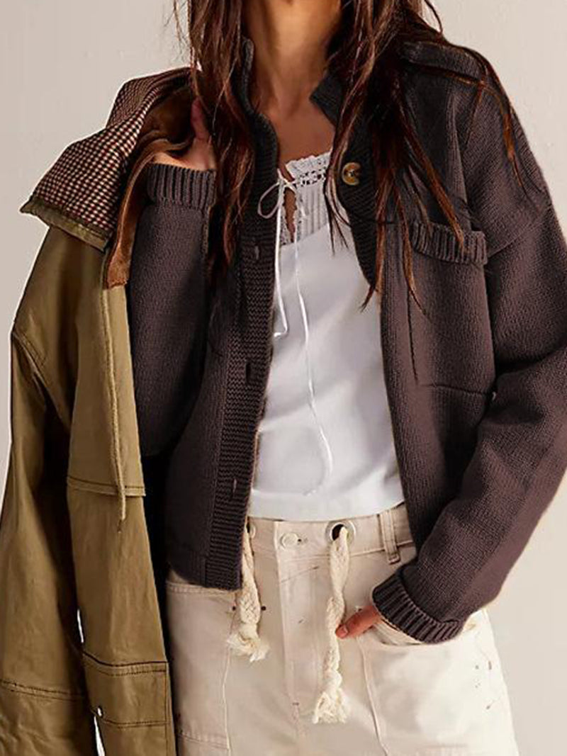 Button-Front Knit Cardigan