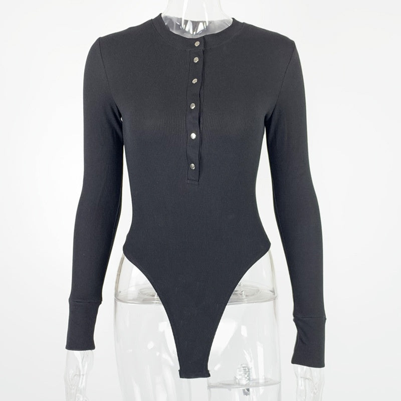 Long-Sleeve Henley Bodysuit