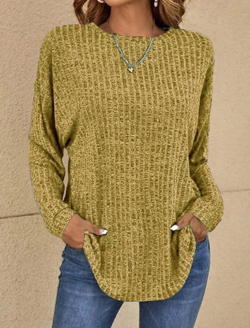 Ribbed Crewneck Long Sleeve Loose Tee