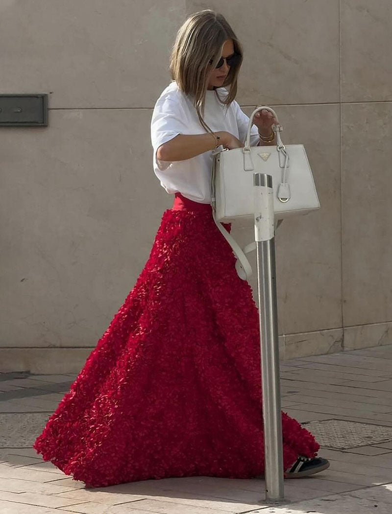 Floral Print High Slit Maxi Skirt