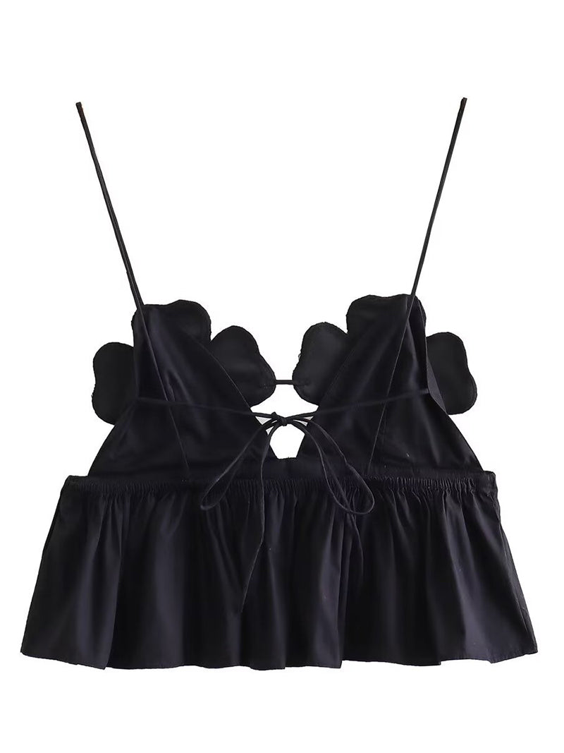 Floral Applique Crop Cami