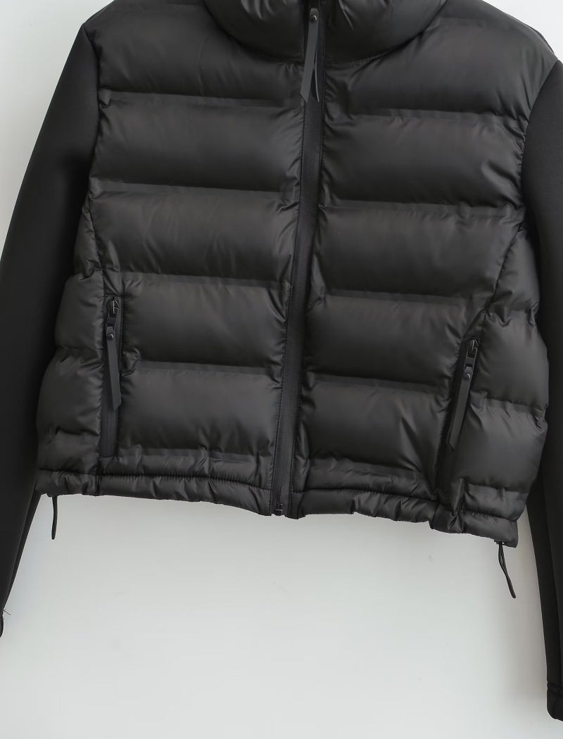 Cropped Puffer Jacket with Zipper