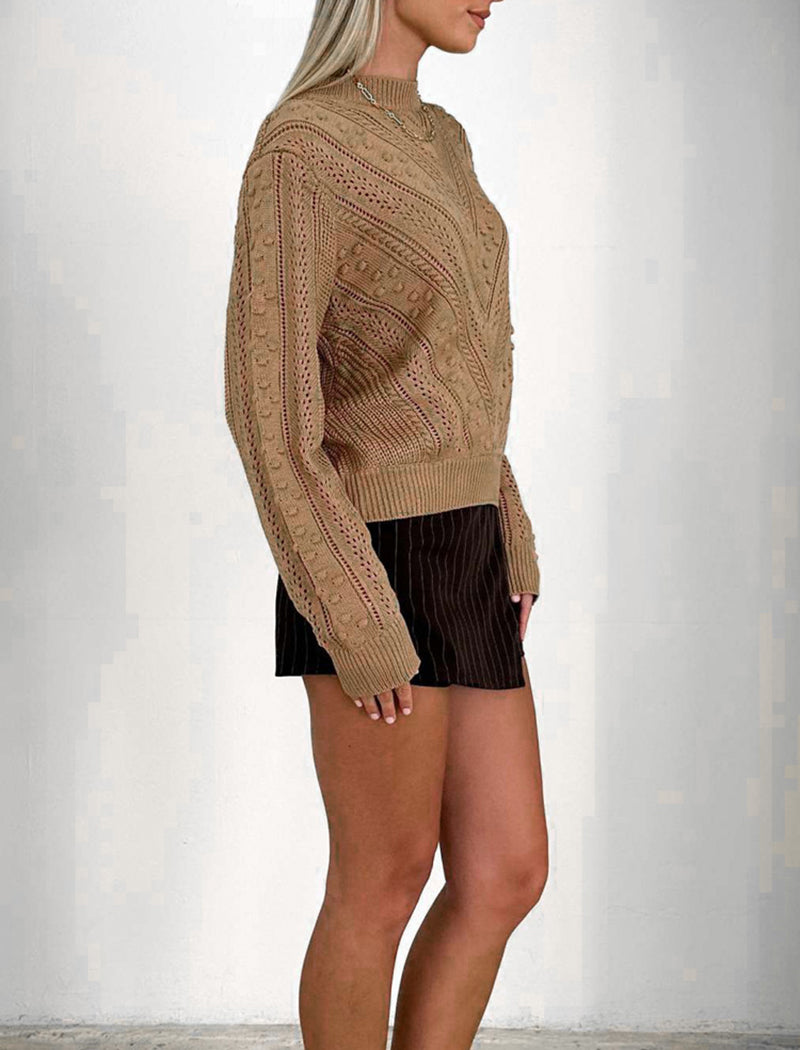 Textured Knit Sweater with Pattern