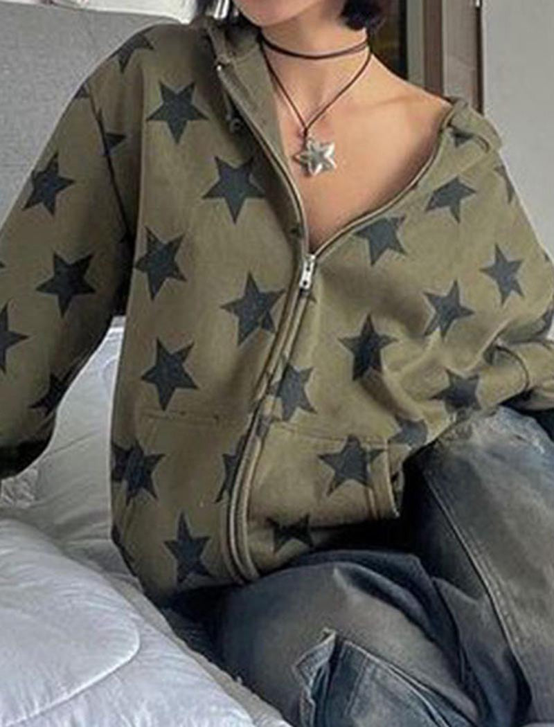 Star Print Oversized Hoodie