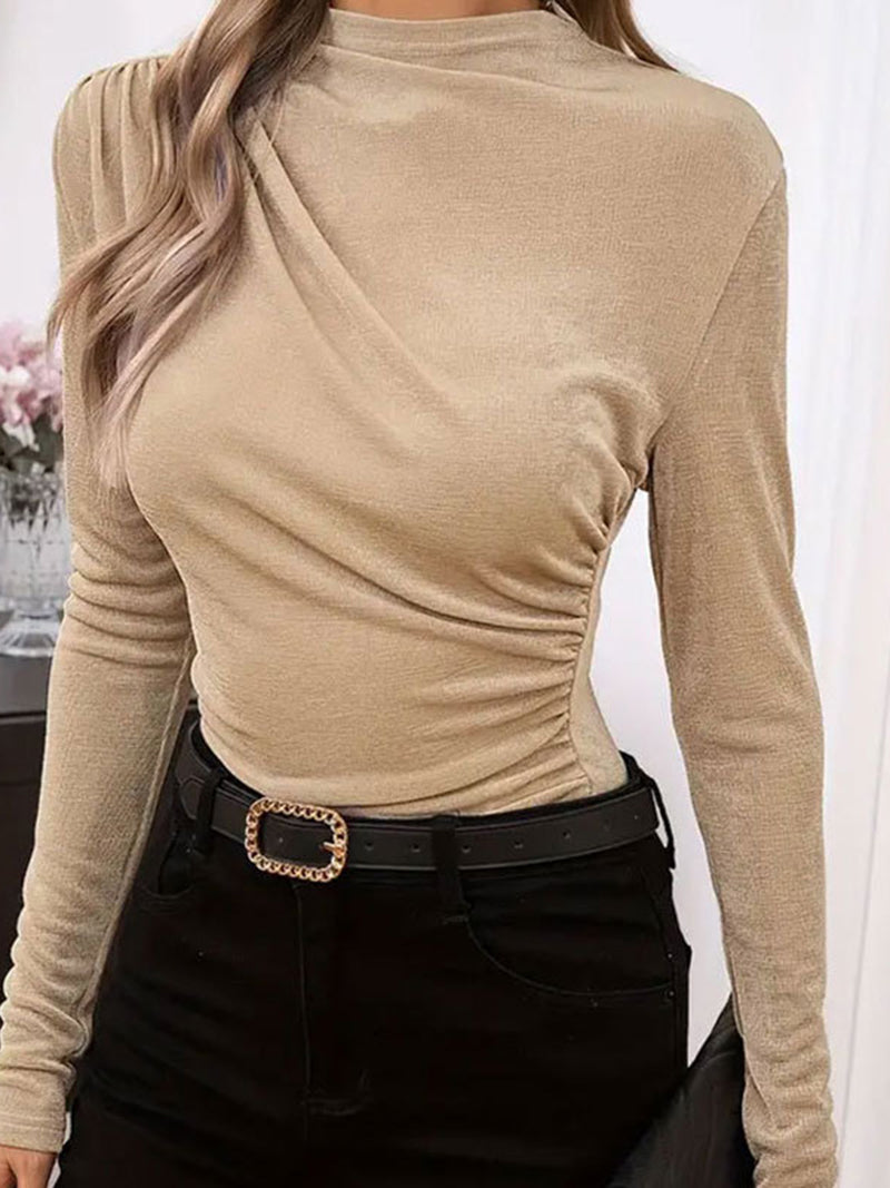 Ruched Long Sleeve Fitted Top