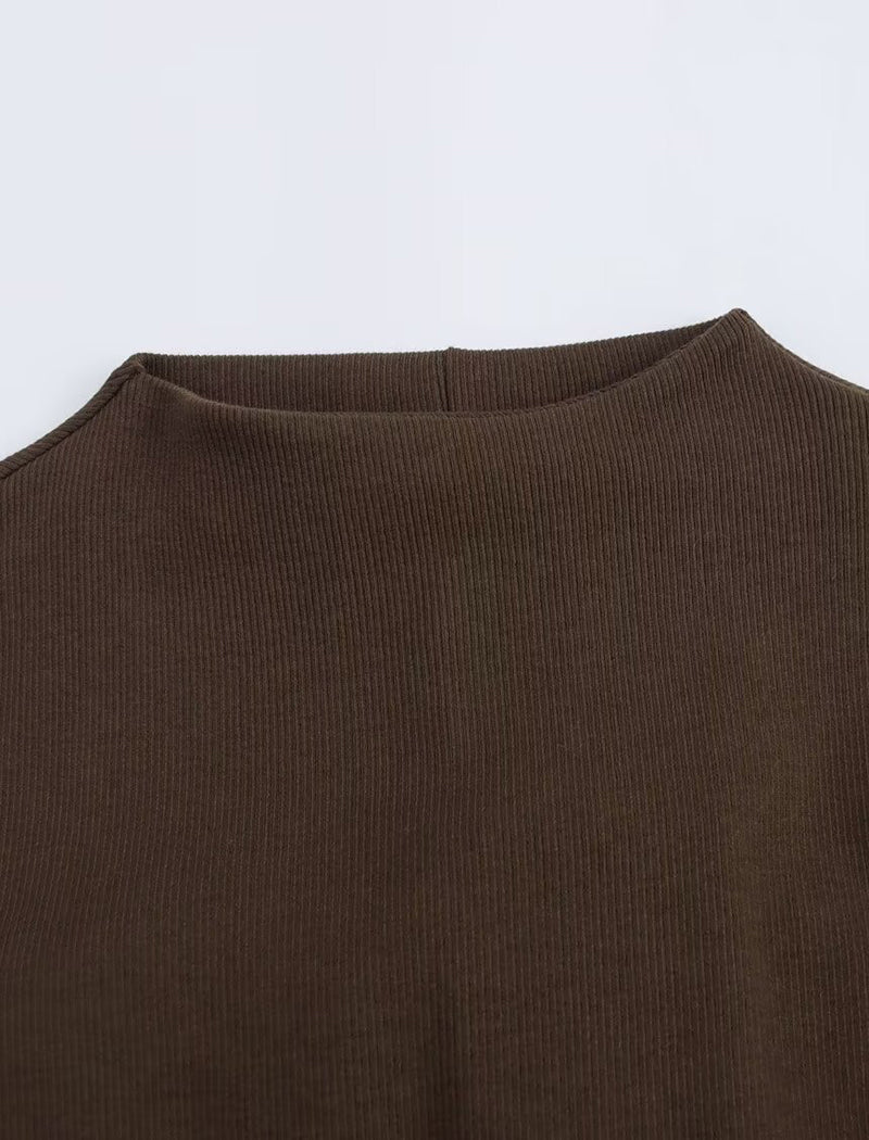 Patchwork Short Sleeve Stand Collar Mini Dress