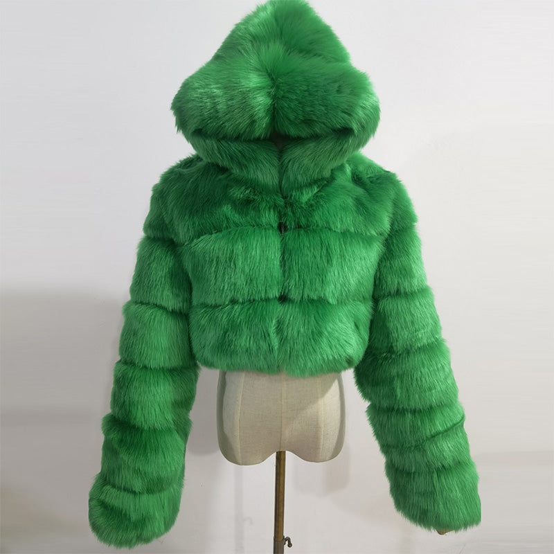 Plush Chunky Knit Hooded Coat