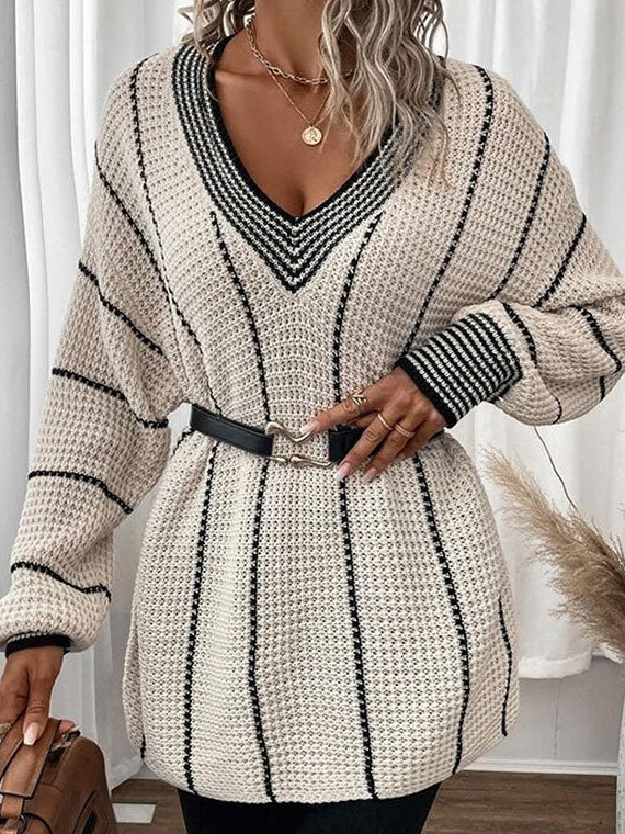 Striped Knit Oversized Sweater