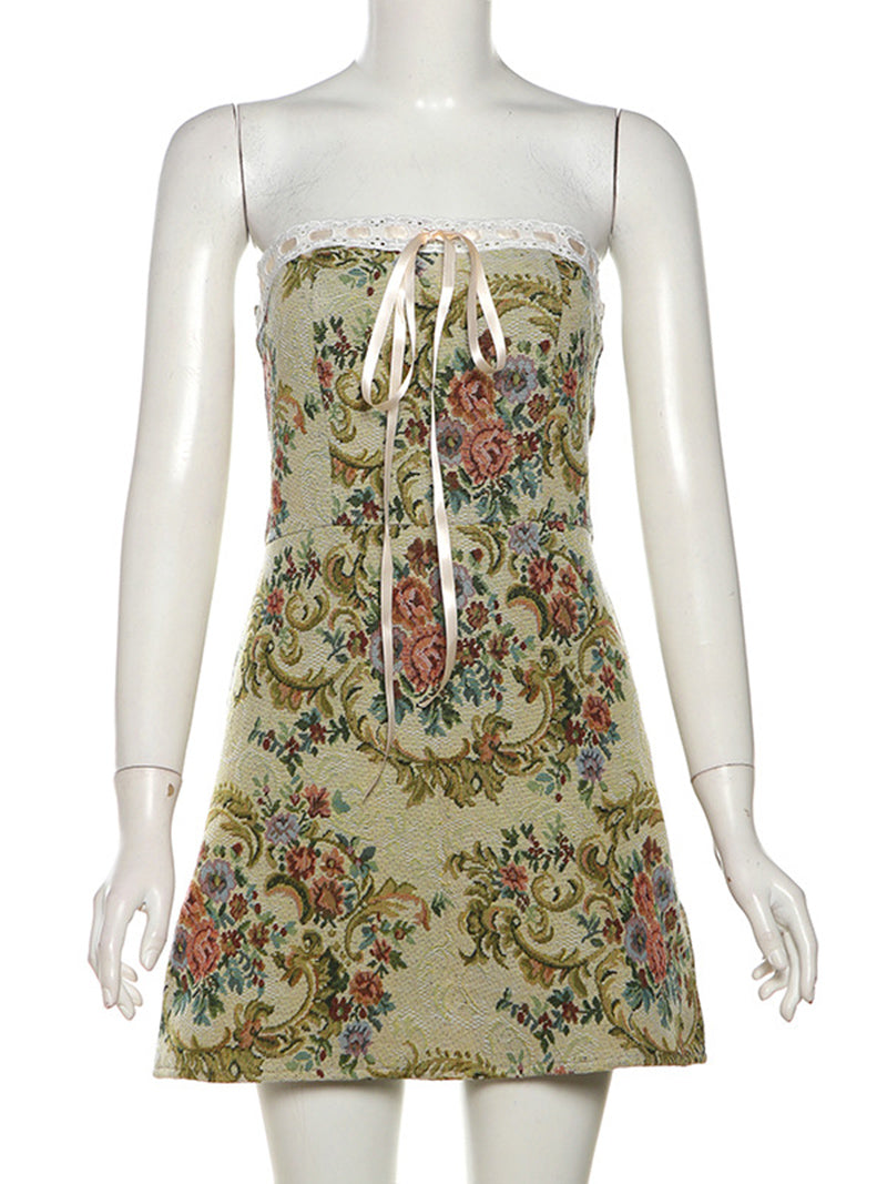 Floral Print Mini Tube Dress