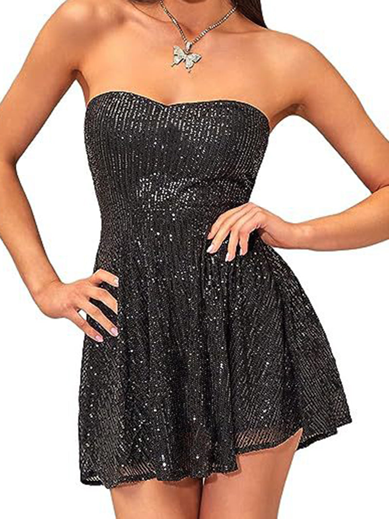 Strapless Sequin Mini Dress