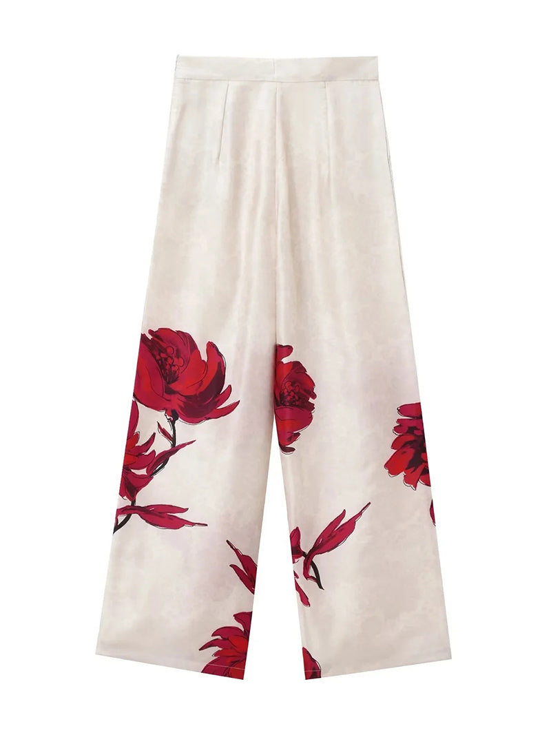 Floral Print Blazer and Pants Set