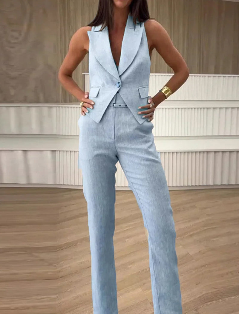 Tailored Sleeveless Blazer and Pants Set