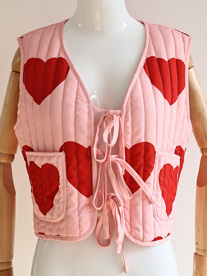 Heart Graphic Quilted Vest