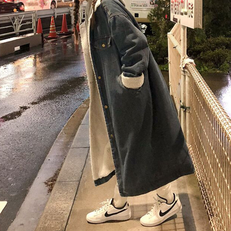 Longline Denim Sherpa Coat