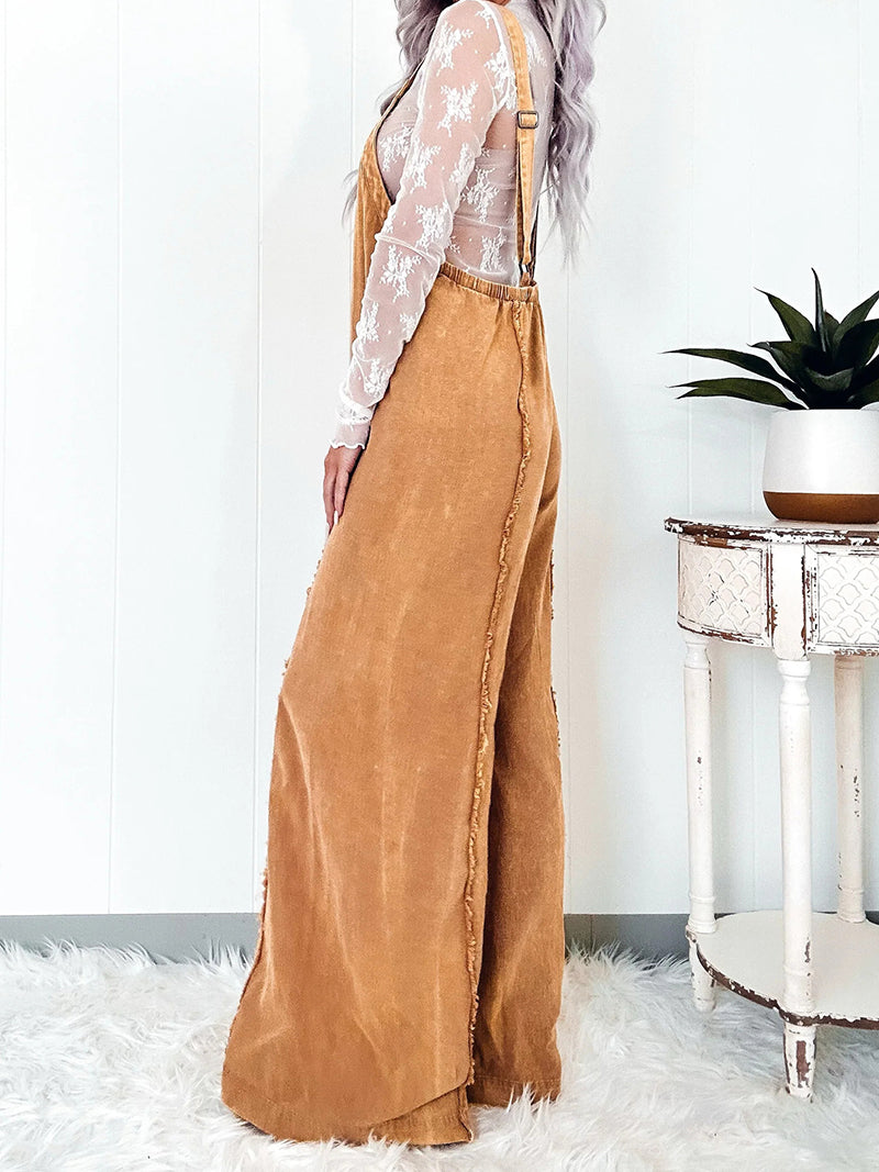 Wide-Leg Denim Romper