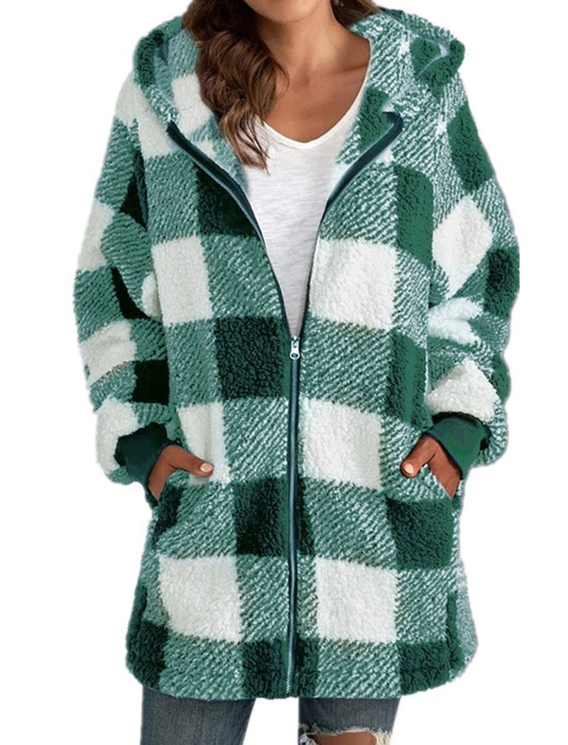 Oversized Plaid Sherpa Jacket