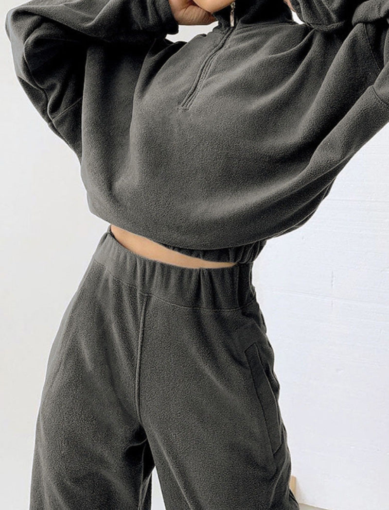 Fleece Zip-Up Lounge Set